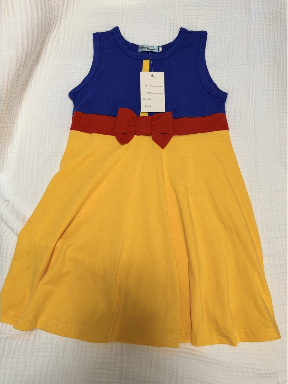 Girls Colorblock Dress with Bow Accent - Size 120 - Picture 1 of 6